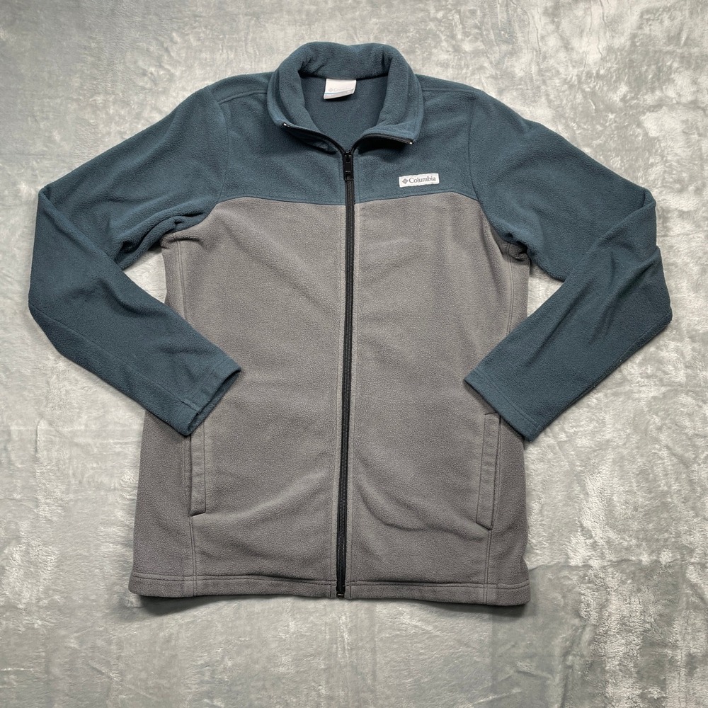 Columbia Fleece Jacket Women Medium Blue Gray Colorblock Full Zip